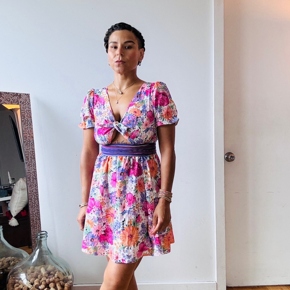 SHEIN Pink and Purple Floral Dress